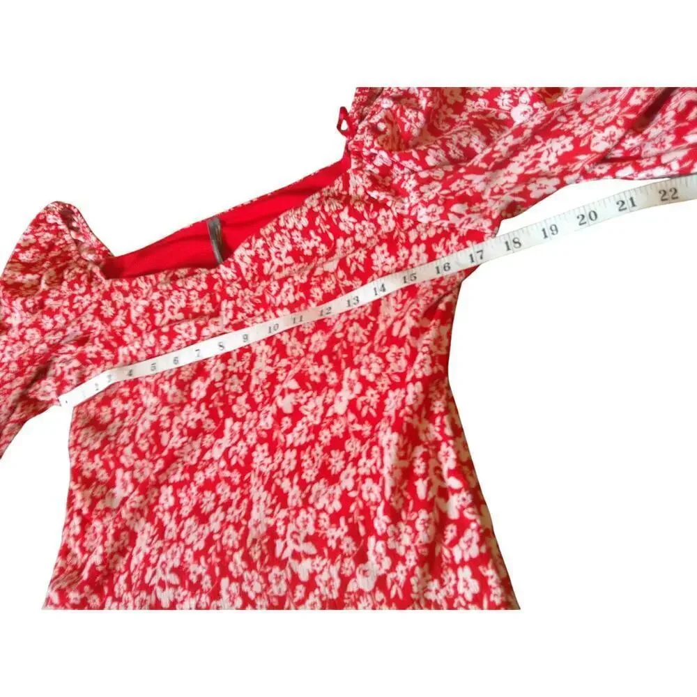 Anthropologie Carmine Red Cropped Juliet Blouse Women's Size Large